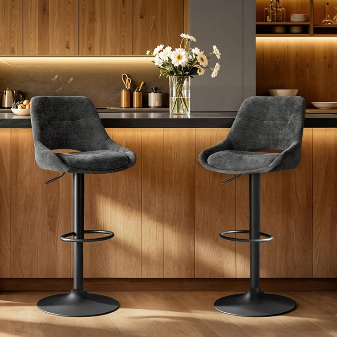 Tabouret de Bar en Tissu, Finition Noir