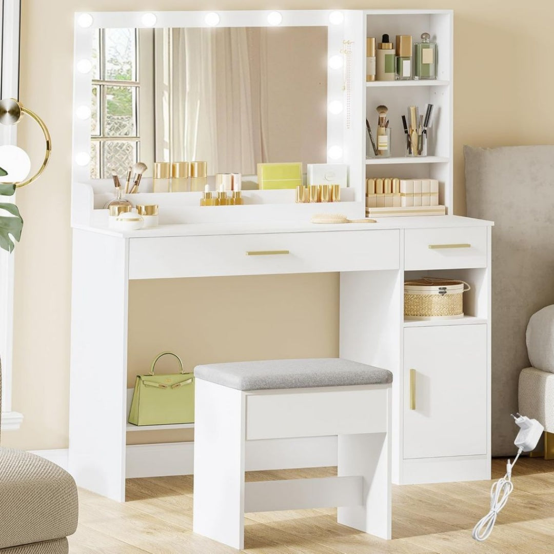 Tabouret 69 x 50 cm, Panneau d'Agglomere Blanc