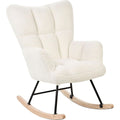 Fauteuil: Chaise a bascule en tissu blanc, Finition Blanc