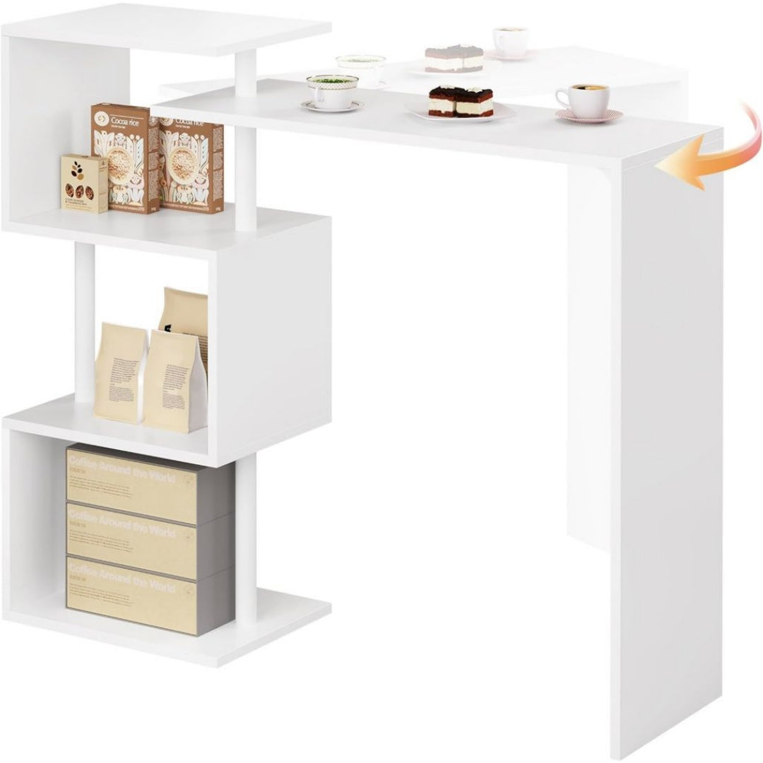 Table Haute / Mange-Debout en Panneau de Particules, Finition Blanc
